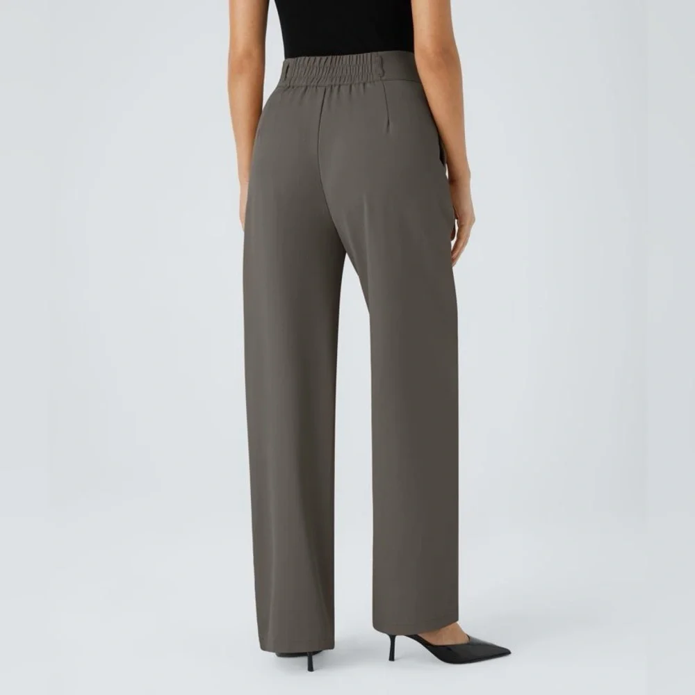 Halara Flex High Waisted Zipper Pocket Shirred Straight Leg Work Pants - Picture 3 of 11